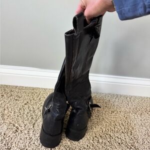 Distressed American Vintage Black knee high Leather Boots